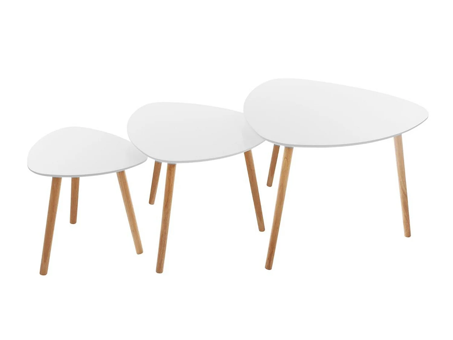 Lot de 3 tables à café en MDF et chêne coloris blanc