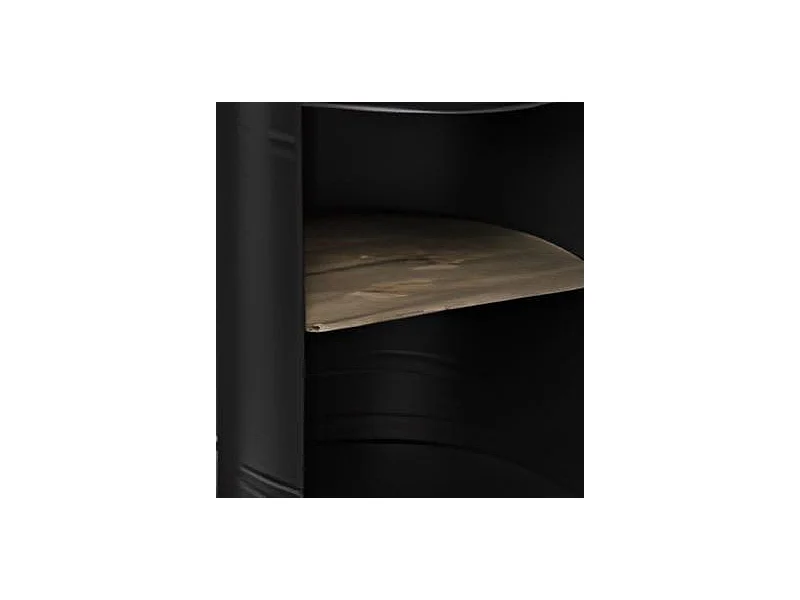 Table basse en acier et peuplier coloris noir - Diamètre 33,5 x Hauteur 47,5 cm