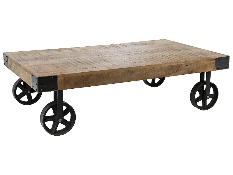 Table basse Rétro en manguier / fer - L. 117 x l. 70 x H. 34 cm