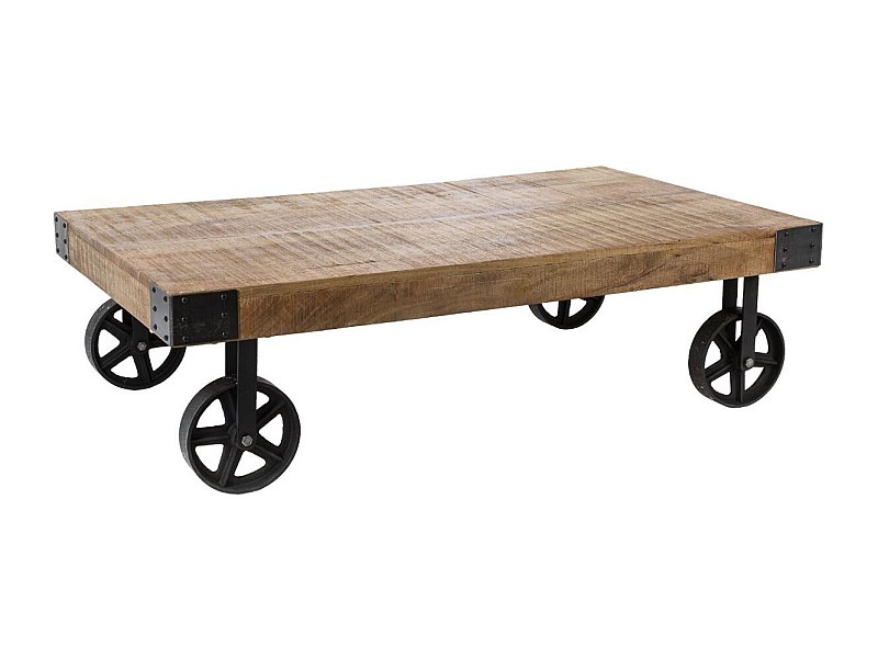 Table basse Rétro en manguier / fer - L. 117 x l. 70 x H. 34 cm