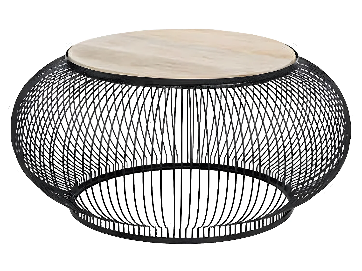 Lot de 2 tables basses en métal noir et manguier