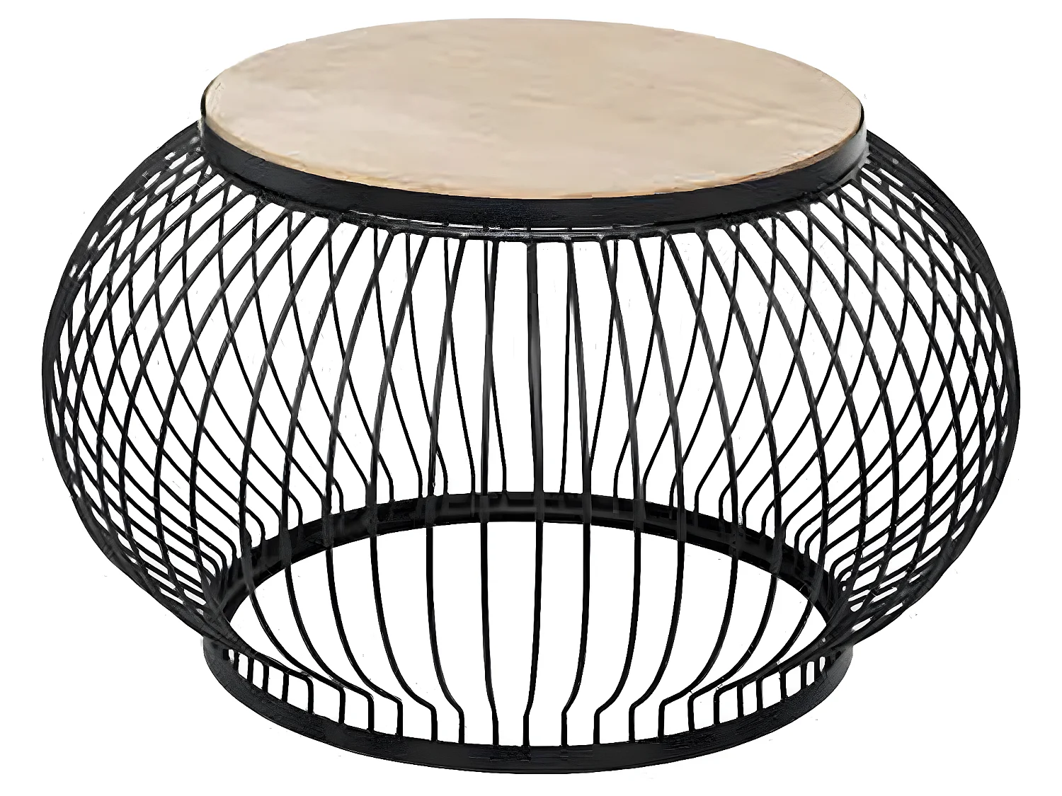 Lot de 2 tables basses en métal noir et manguier