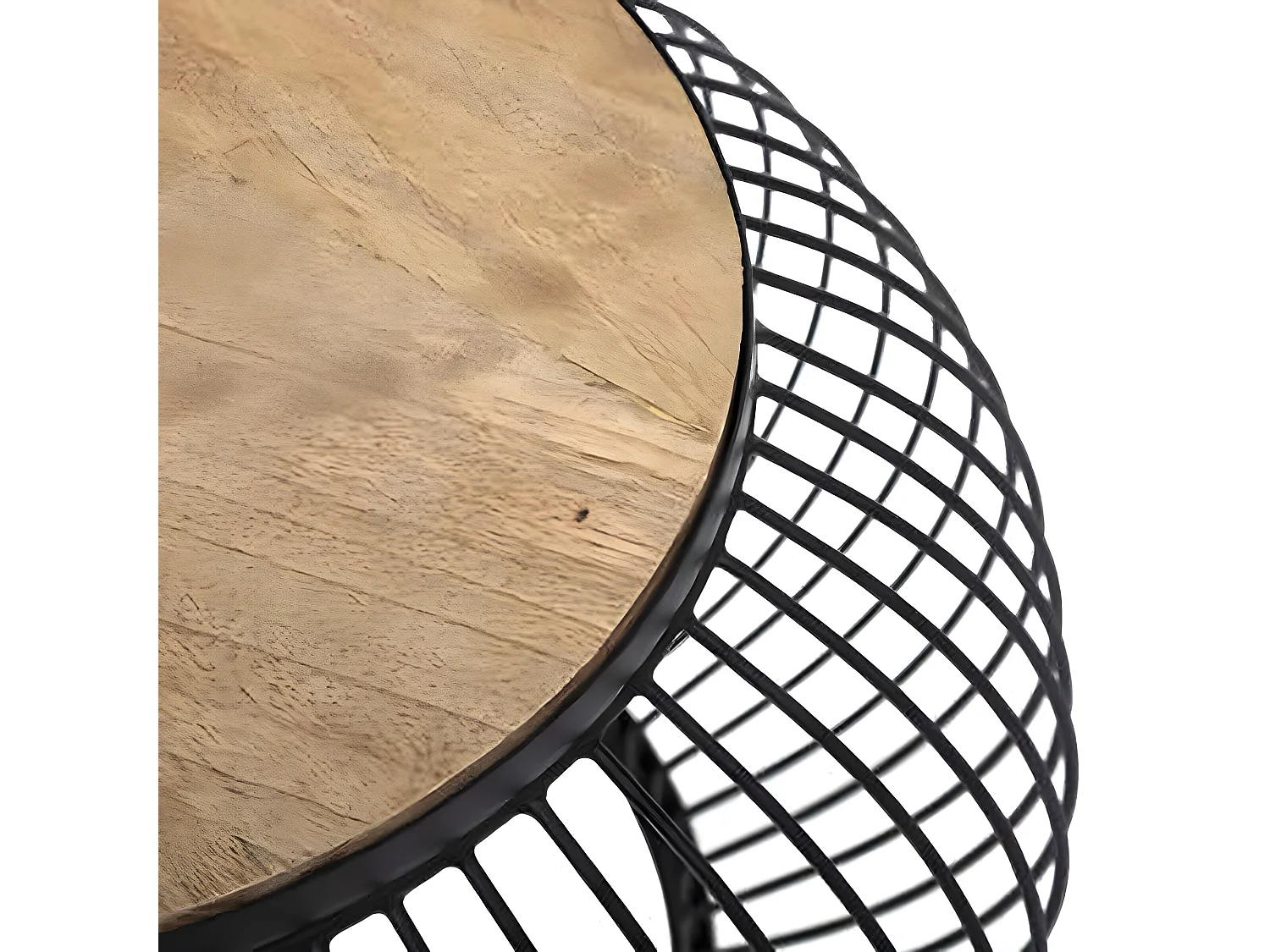 Lot de 2 tables basses en métal noir et manguier