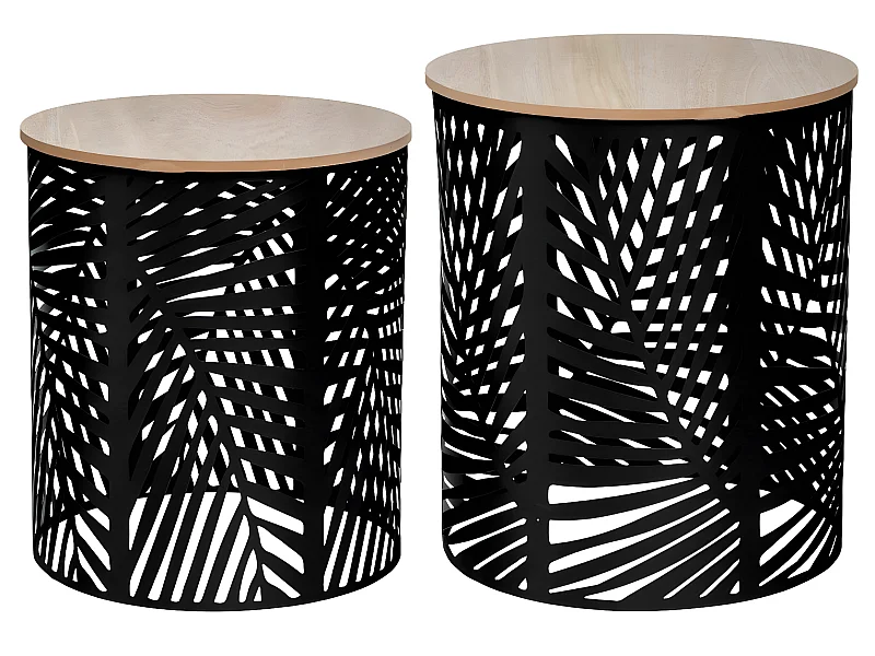 Lot de 2 tables à café feuilles noires