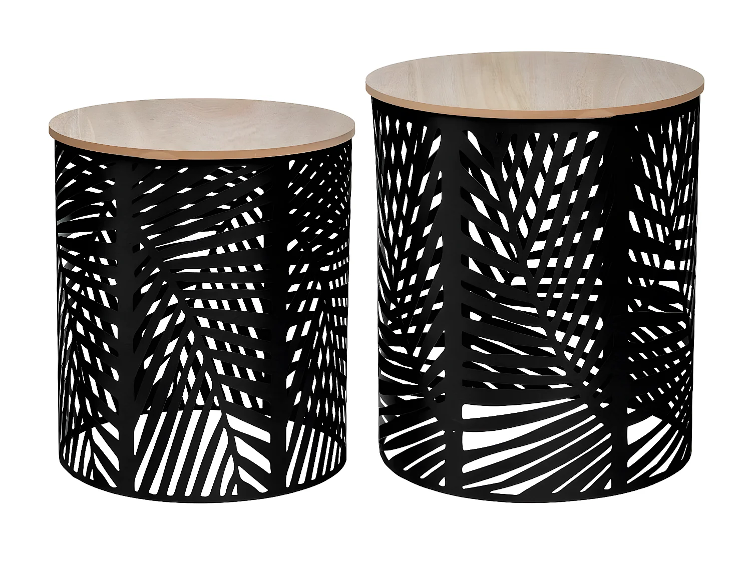 Lot de 2 tables à café feuilles noires