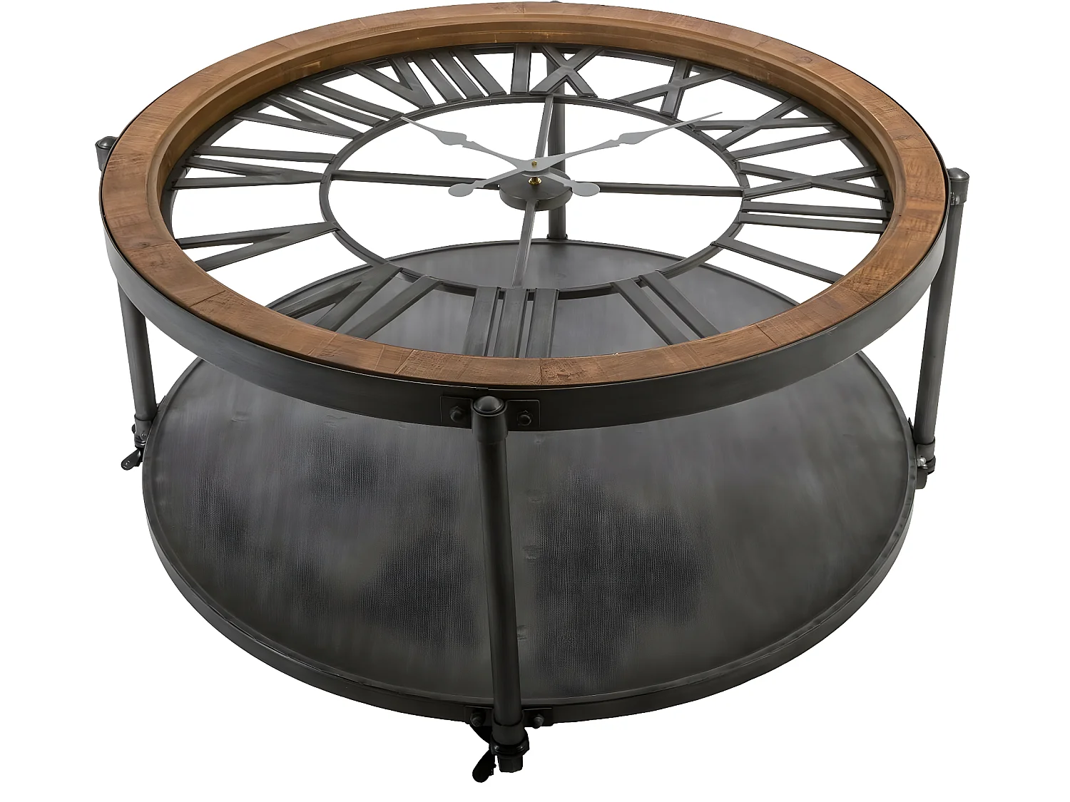 Table basse pendule en métal - D. 89,5 x H. 47 cm