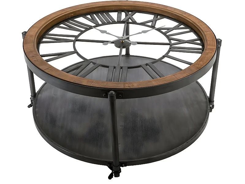 Table basse pendule en métal - D. 89,5 x H. 47 cm