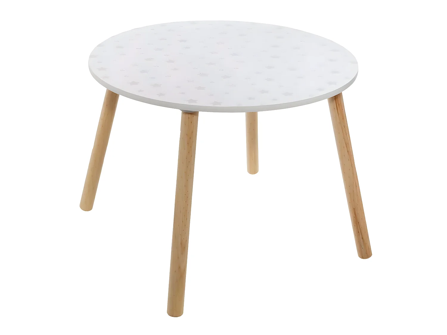 Table enfant coloris blanc motif étoiles - Diamètre 60 x Hauteur 43,5 cm