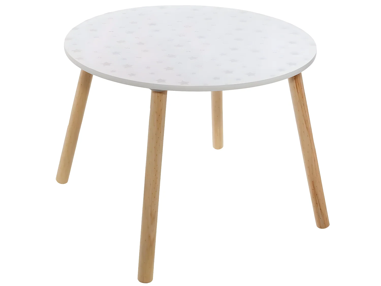 Table enfant coloris blanc motif étoiles - Diamètre 60 x Hauteur 43,5 cm