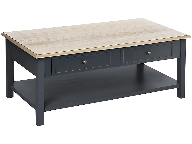 Table basse de 4 tiroirs coloris gris foncé - L.110 x l.60 x H.45 cm