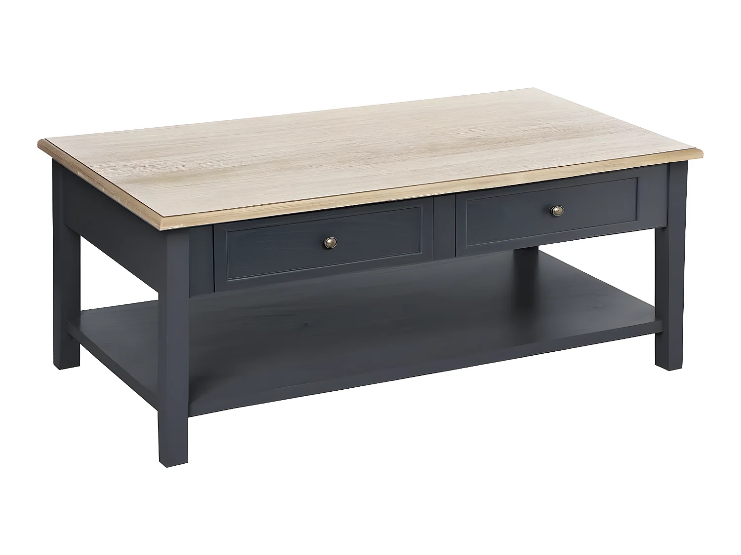 Table basse de 4 tiroirs coloris gris foncé - L.110 x l.60 x H.45 cm