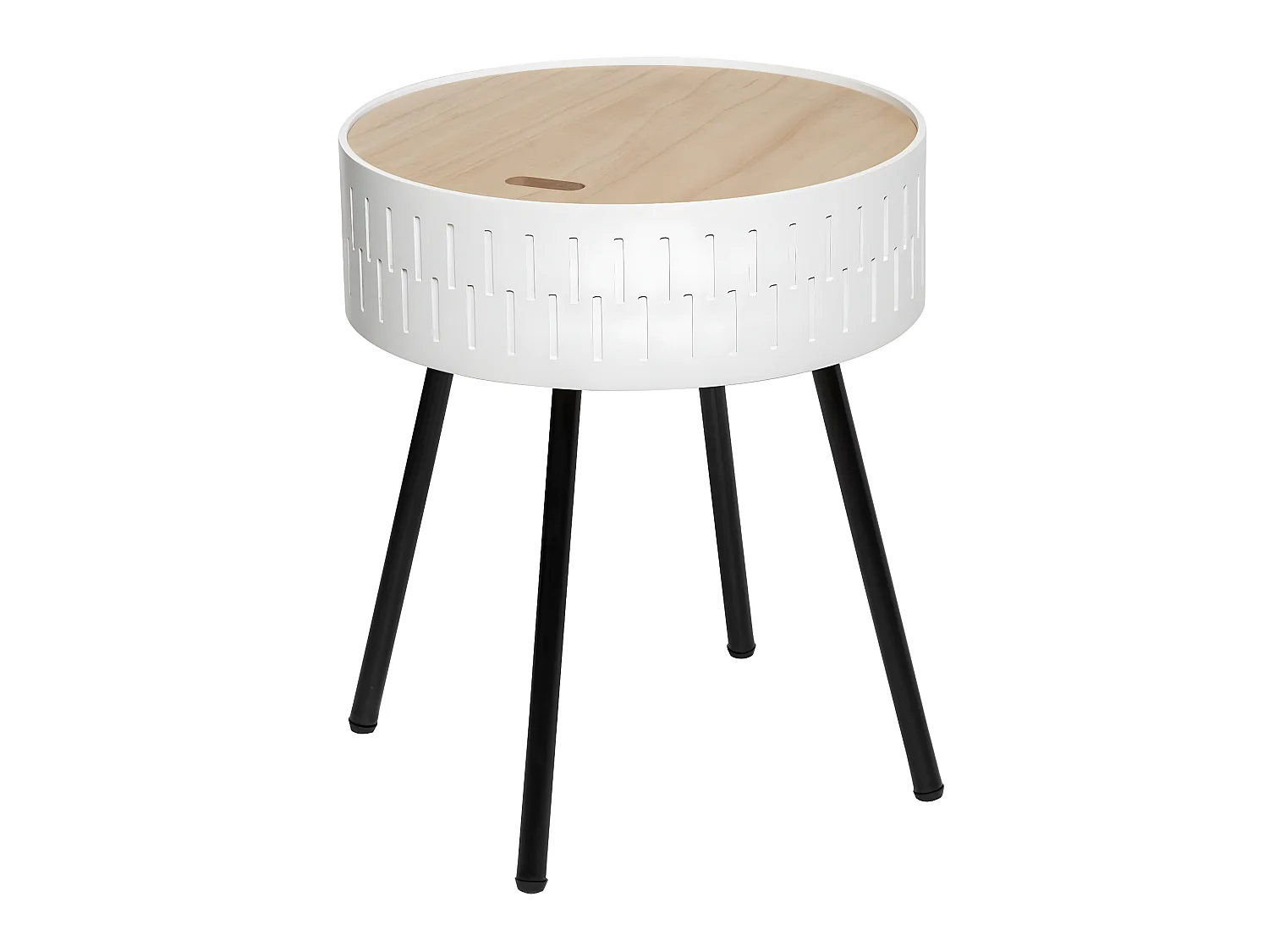 Table à café coffre coloris blanc en bois - D. 38,5 x H. 45,5 cm