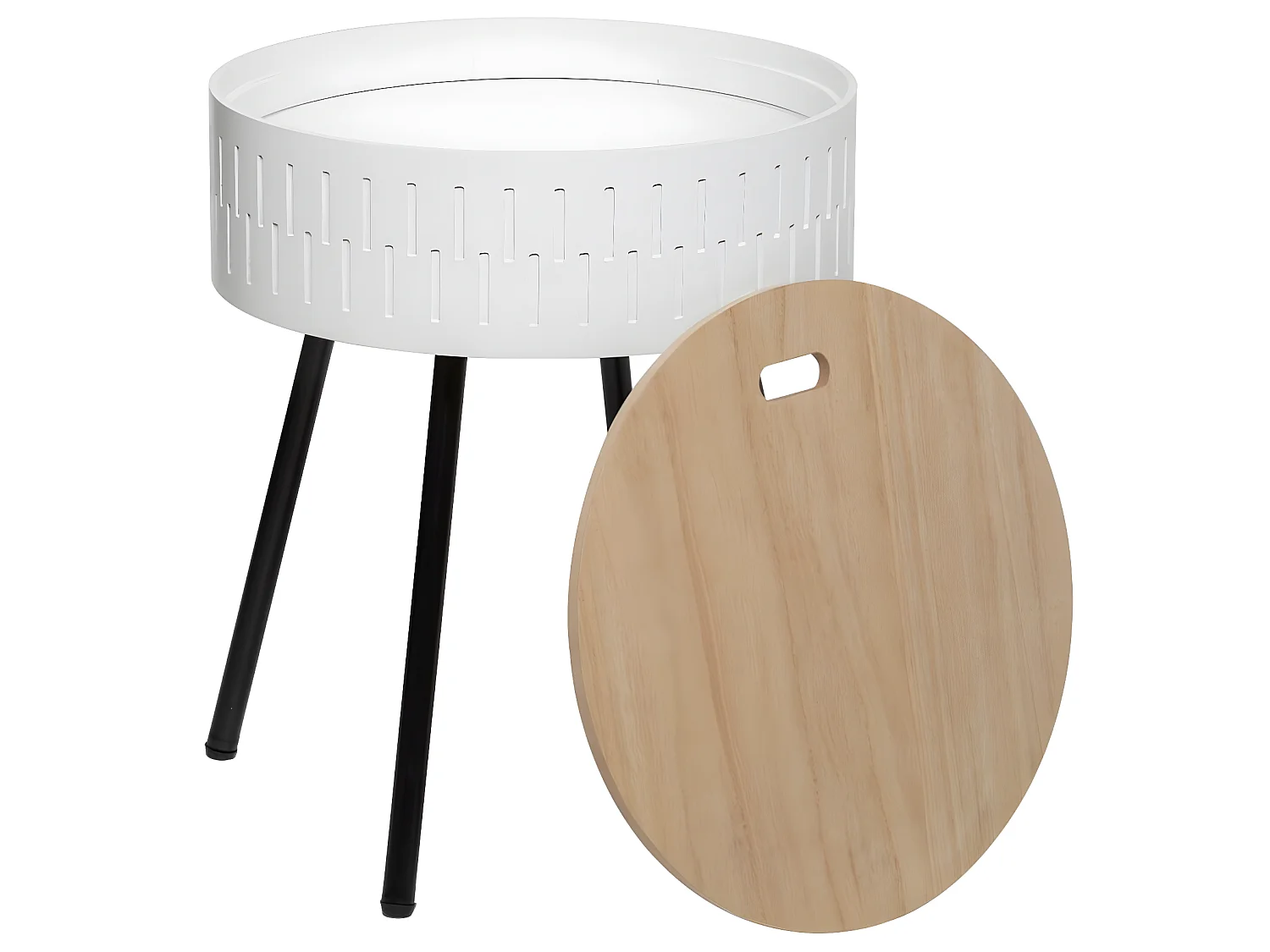 Table à café coffre coloris blanc en bois - D. 38,5 x H. 45,5 cm