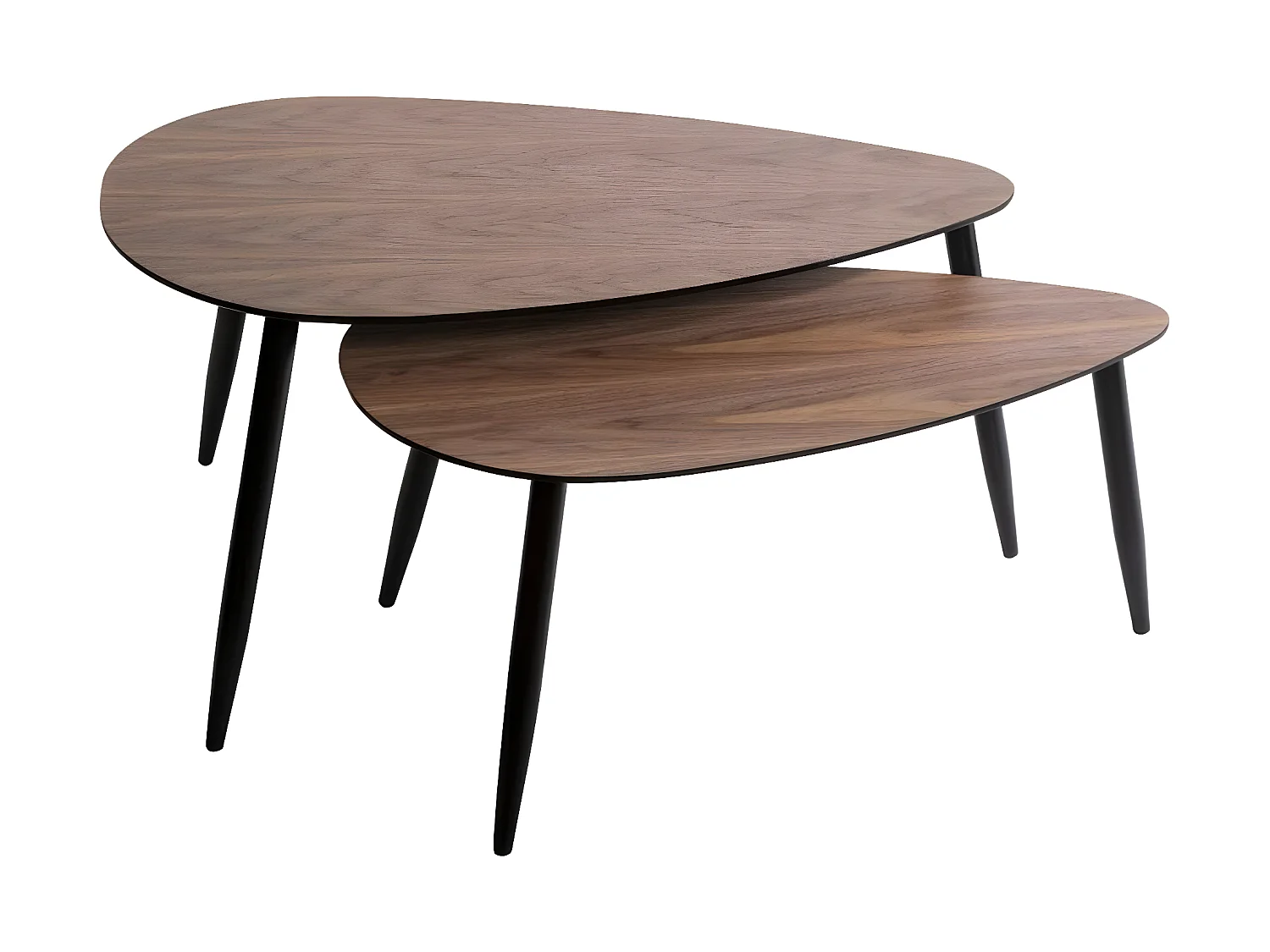 Lot de 2 tables basses coloris noyer en bois