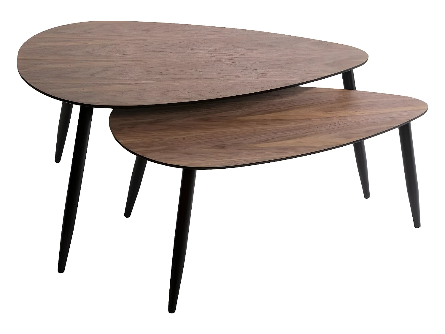 Lot de 2 tables basses coloris noyer en bois