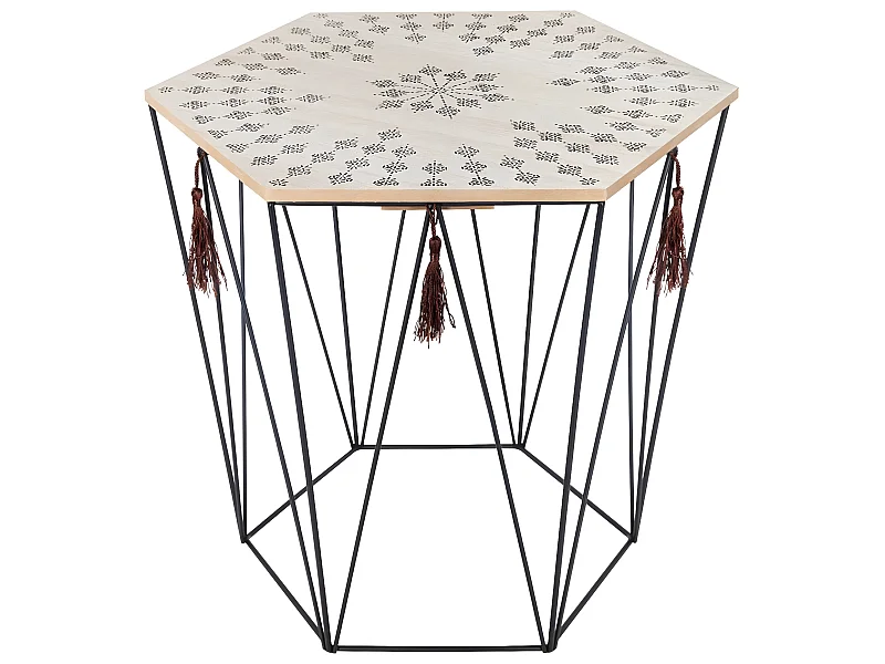 Table à café octogonale en métal coloris noir - Dim : D.43 x H.40 cm