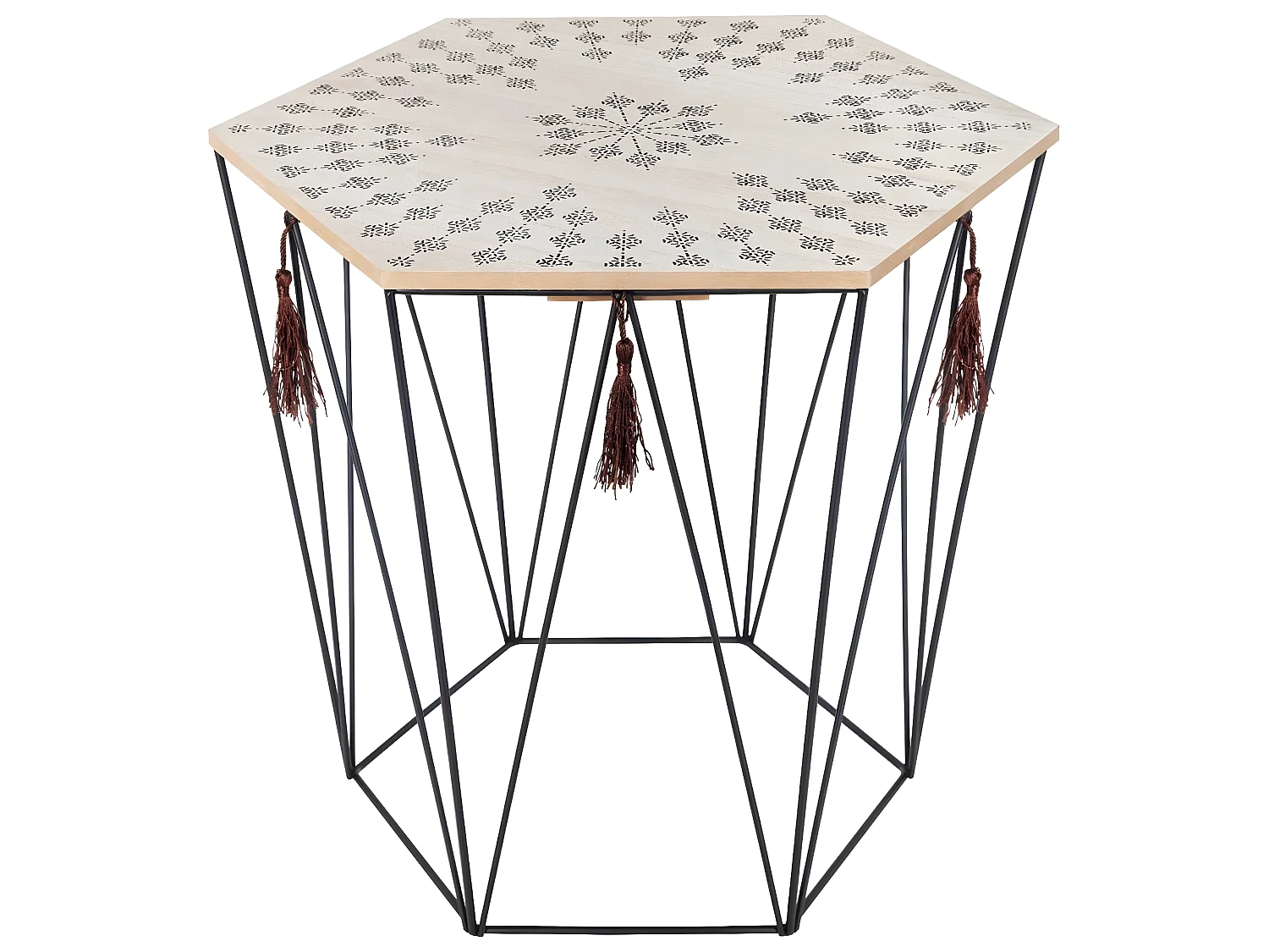 Table à café octogonale en métal coloris noir - Dim : D.43 x H.40 cm