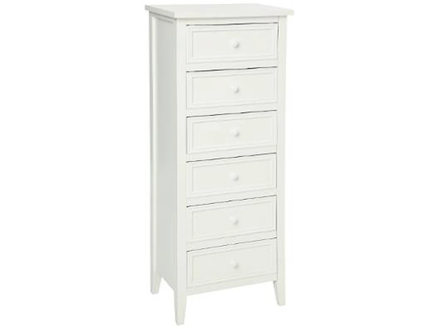 Chiffonnier de 6 tiroirs en bois blanc - Dim : L45 x l30 x H113 cm