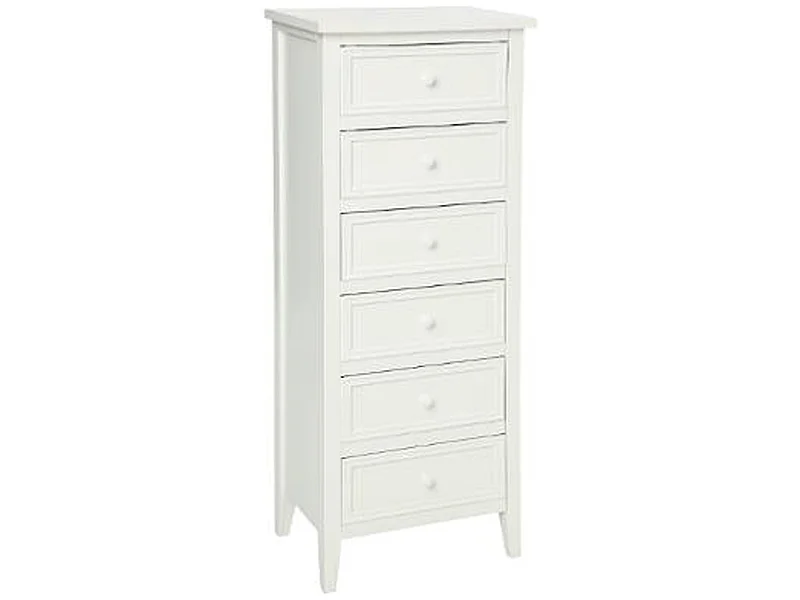 Chiffonnier de 6 tiroirs en bois blanc - Dim : L45 x l30 x H113 cm