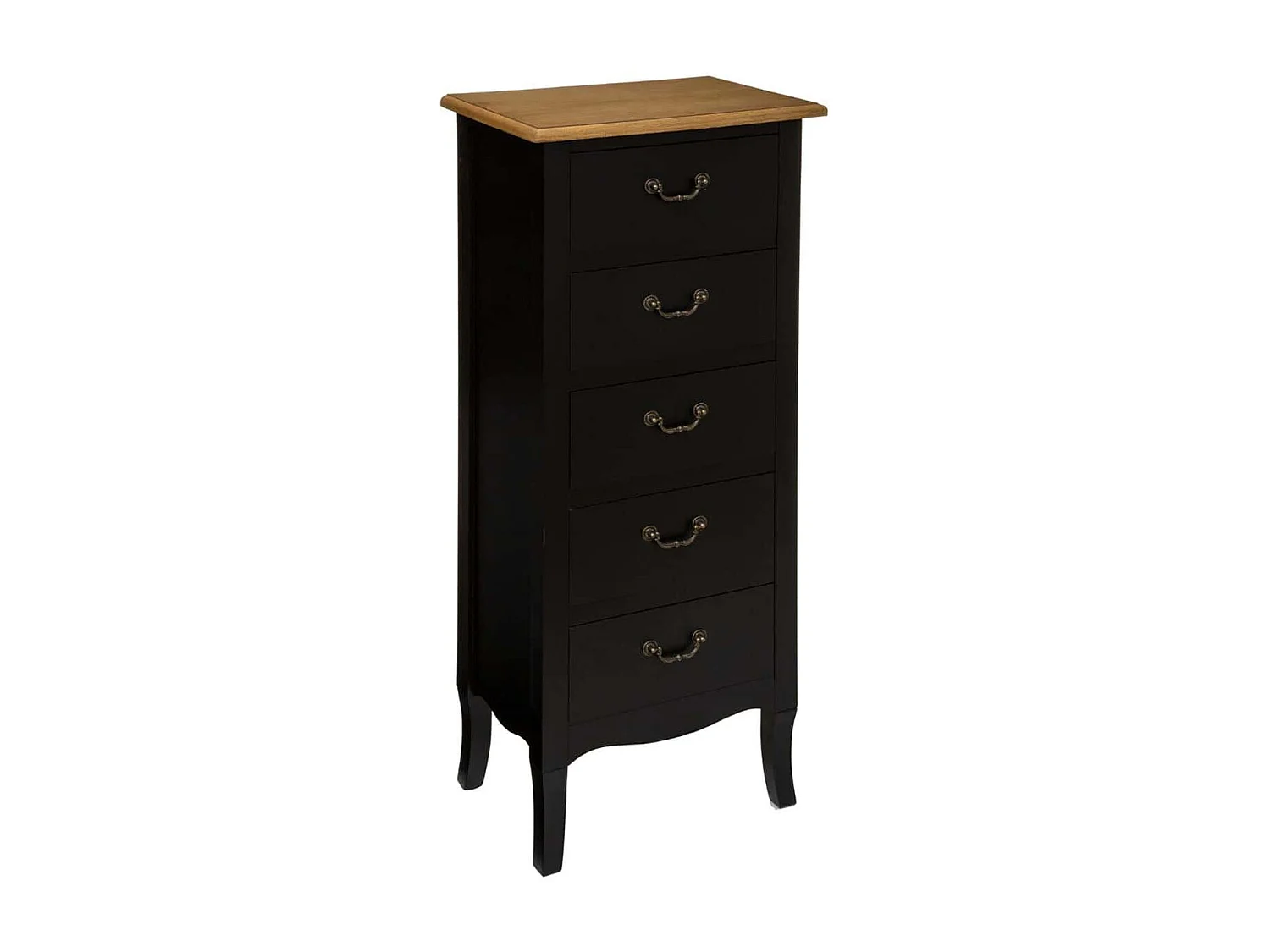 Chiffonnier 5 tiroirs coloris noir - Longueur 45 x Profondeur 30 x Hauteur 113 cm