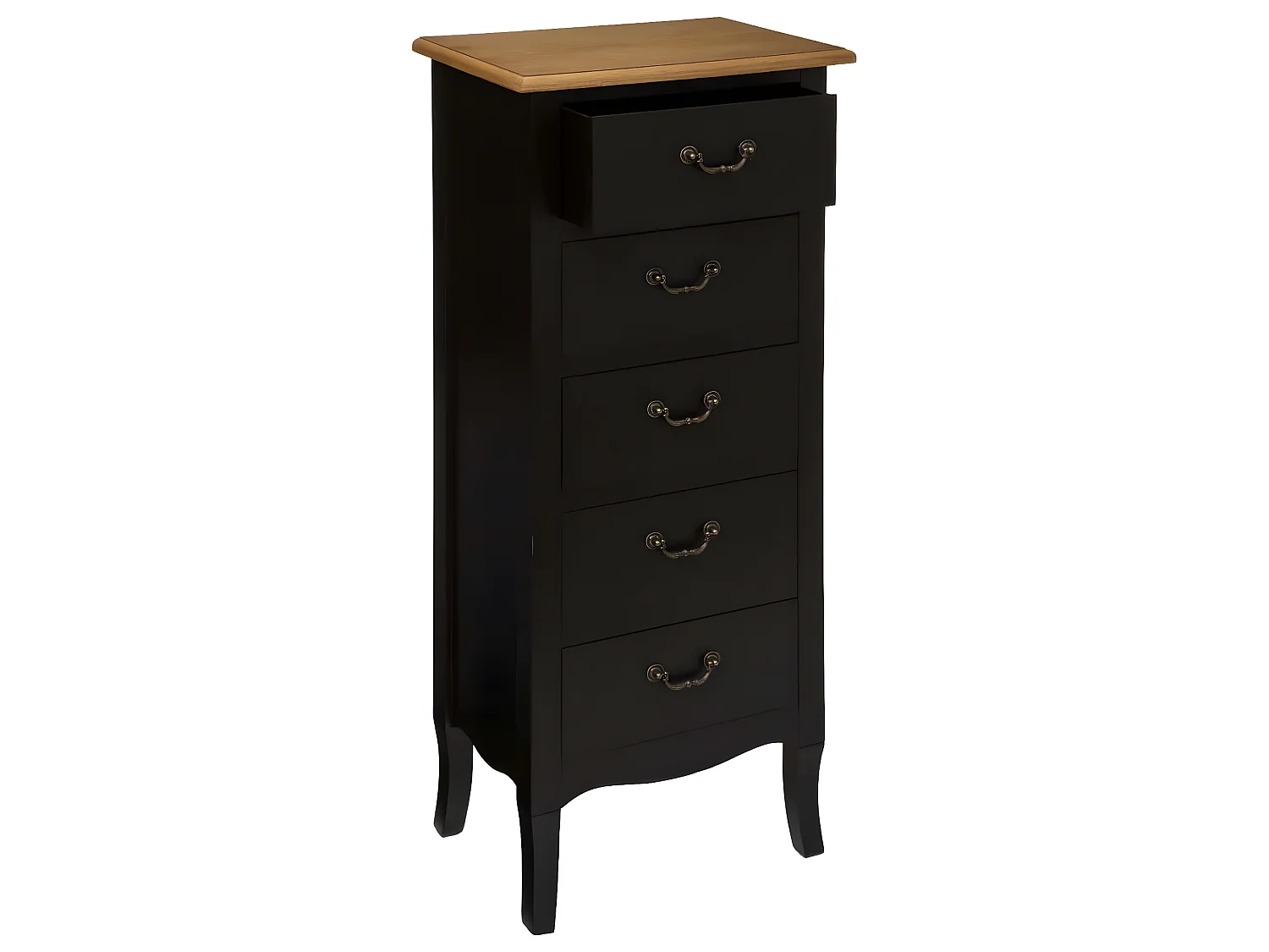 Chiffonnier 5 tiroirs coloris noir - Longueur 45 x Profondeur 30 x Hauteur 113 cm