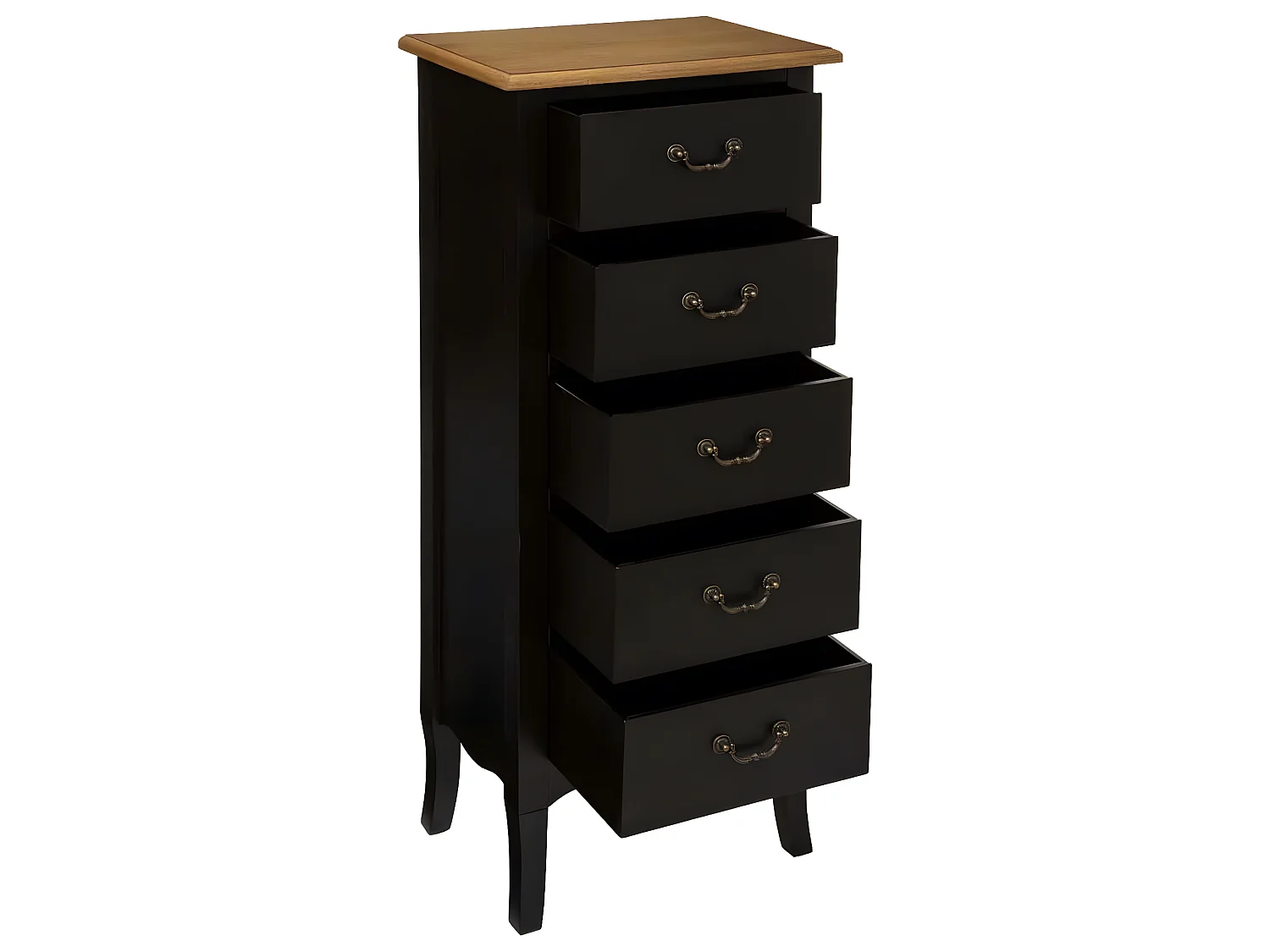 Chiffonnier 5 tiroirs coloris noir - Longueur 45 x Profondeur 30 x Hauteur 113 cm