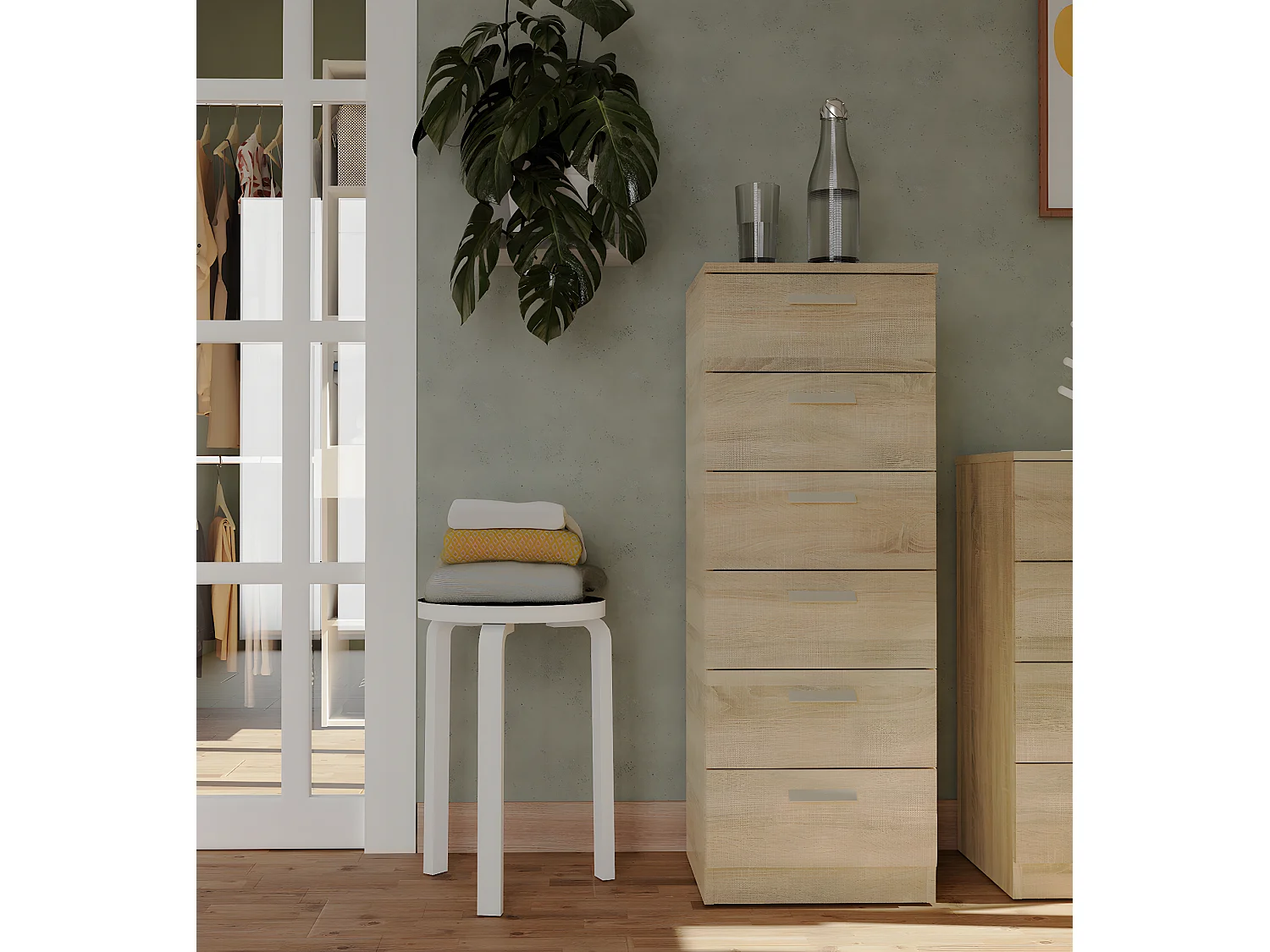 Chiffonnier Meuble de rangement coloris Cambrian - Hauteur 110 x Longueur 40 x Profondeur 40 cm