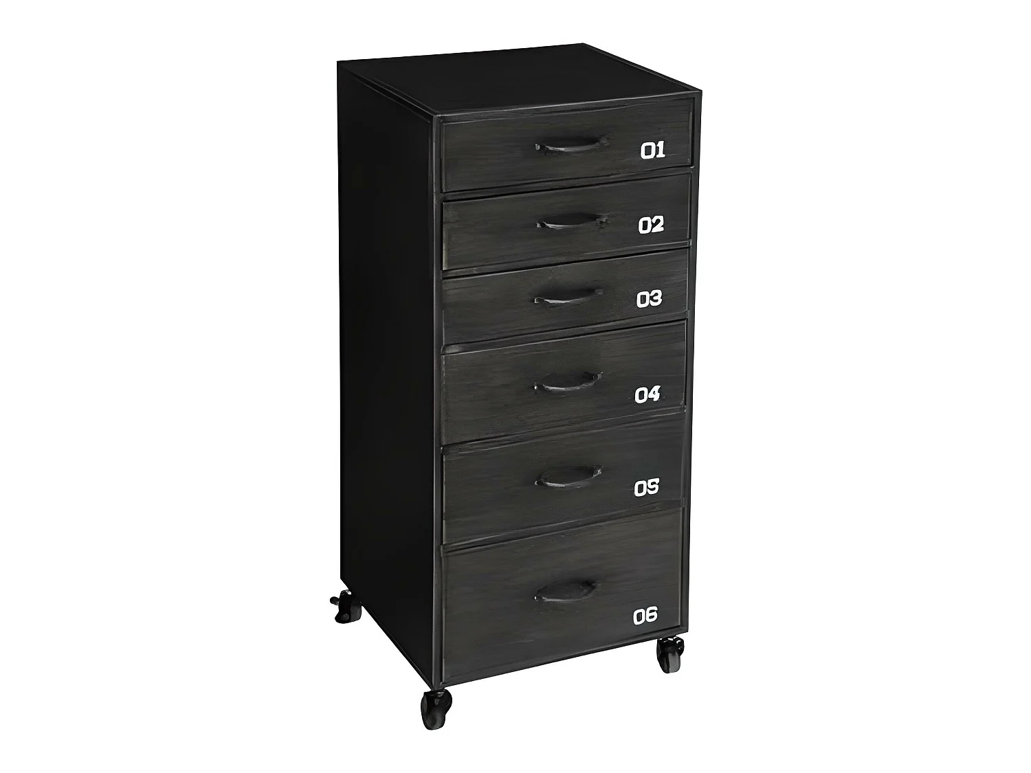 Chiffonnier avec 6 tiroirs en fer coloris gris - longueur 41,50 x profondeur 38 x hauteur 69,5 cm