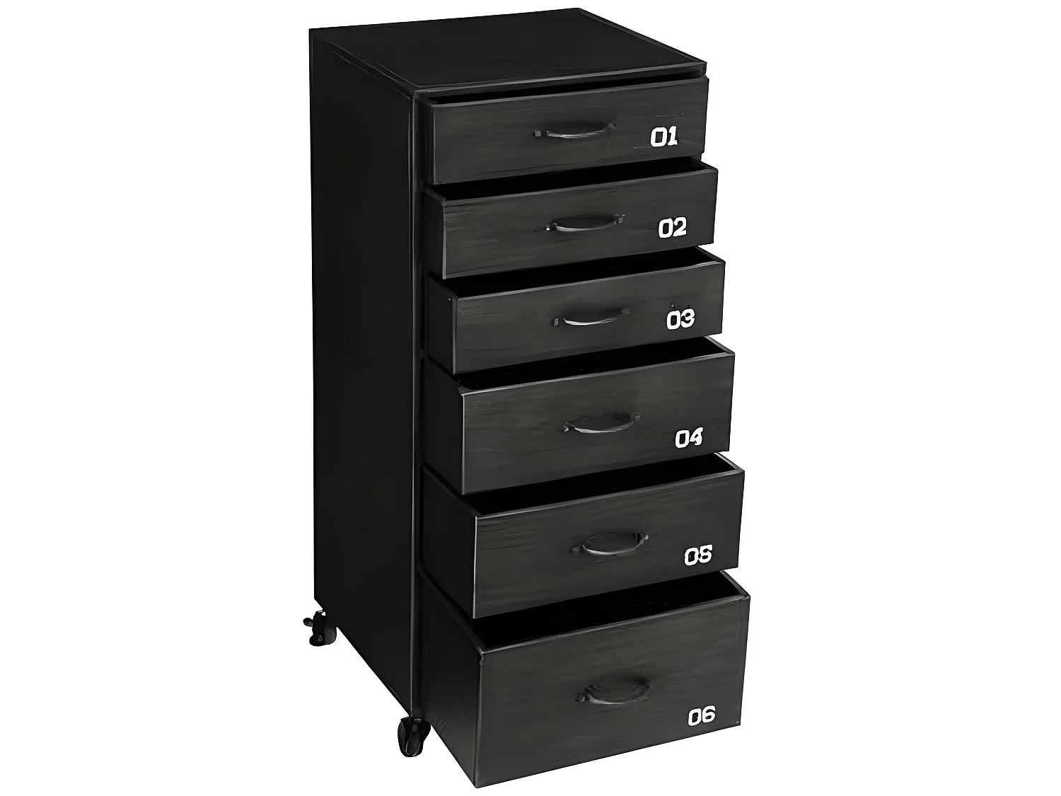 Chiffonnier avec 6 tiroirs en fer coloris gris - longueur 41,50 x profondeur 38 x hauteur 69,5 cm