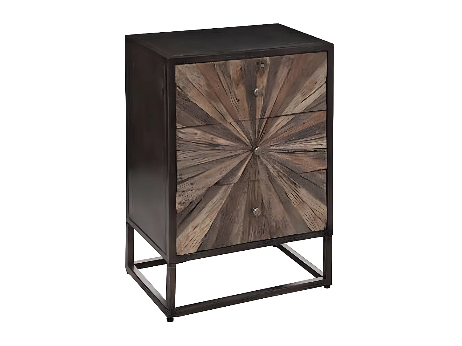 Chiffonnier avec 3 tiroirs en bois / fer coloris marron - Longueur 49 x Profondeur 33 x Hauteur 74 cm