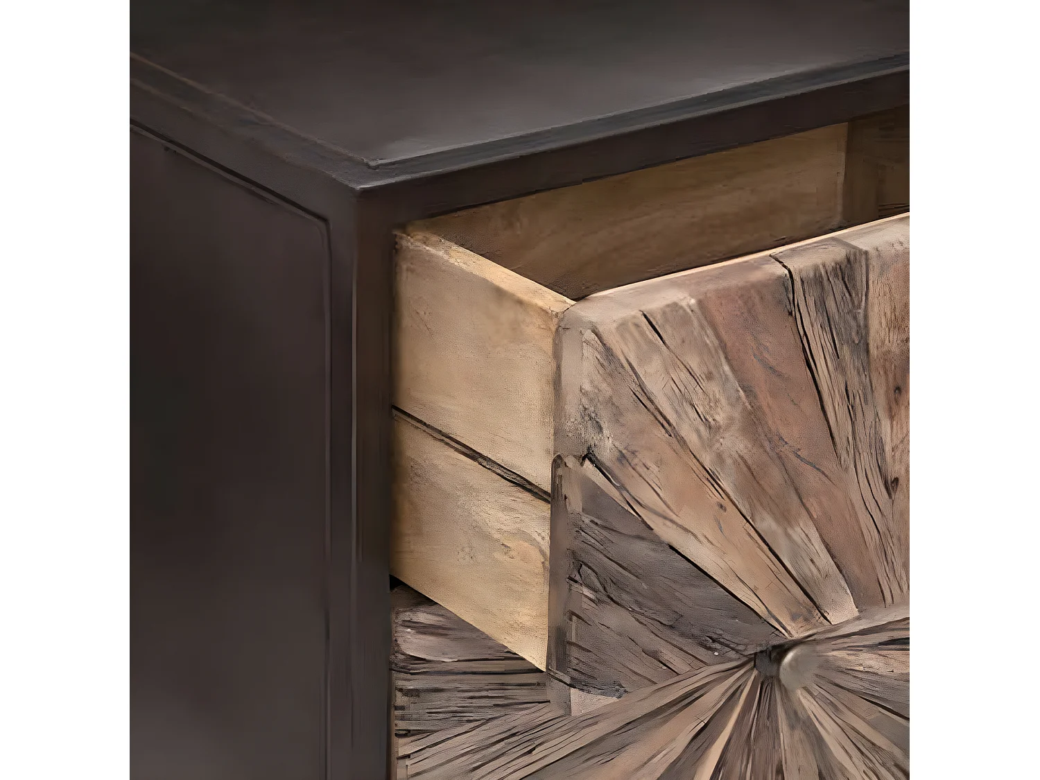 Chiffonnier avec 3 tiroirs en bois / fer coloris marron - Longueur 49 x Profondeur 33 x Hauteur 74 cm