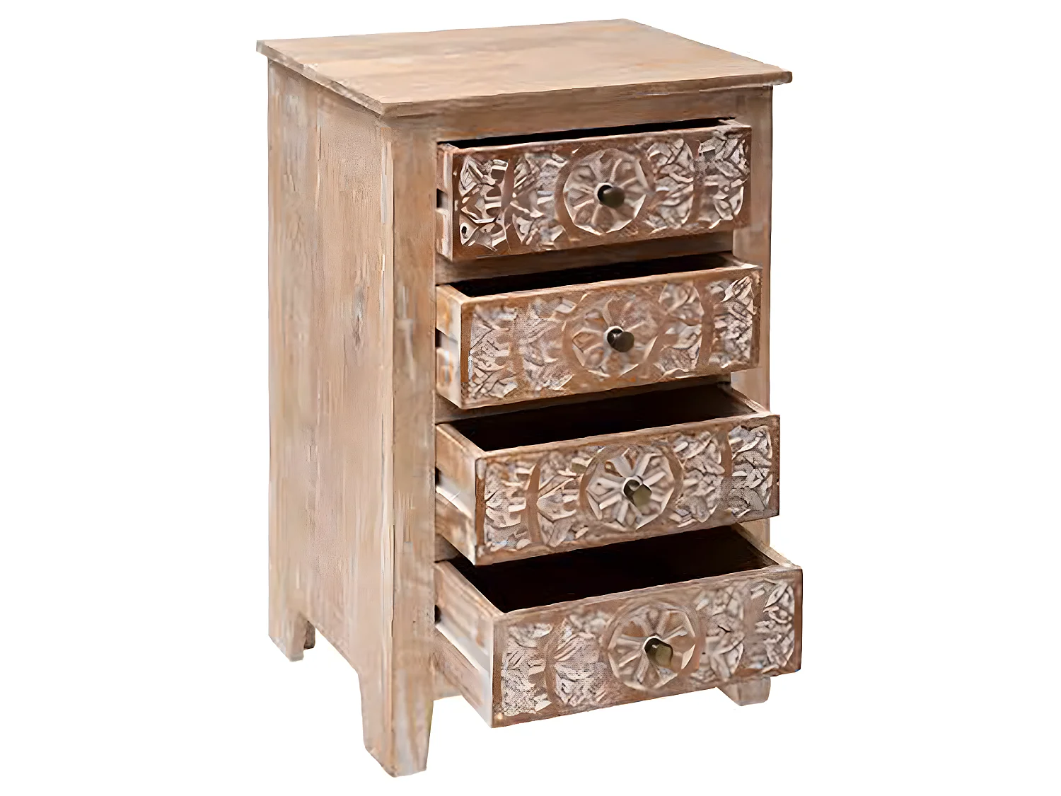 Chiffonnier 4 tiroirs bois de manguier coloris marron - Longueur 50 x Profondeur 40 x Hauteur 80,5 cm