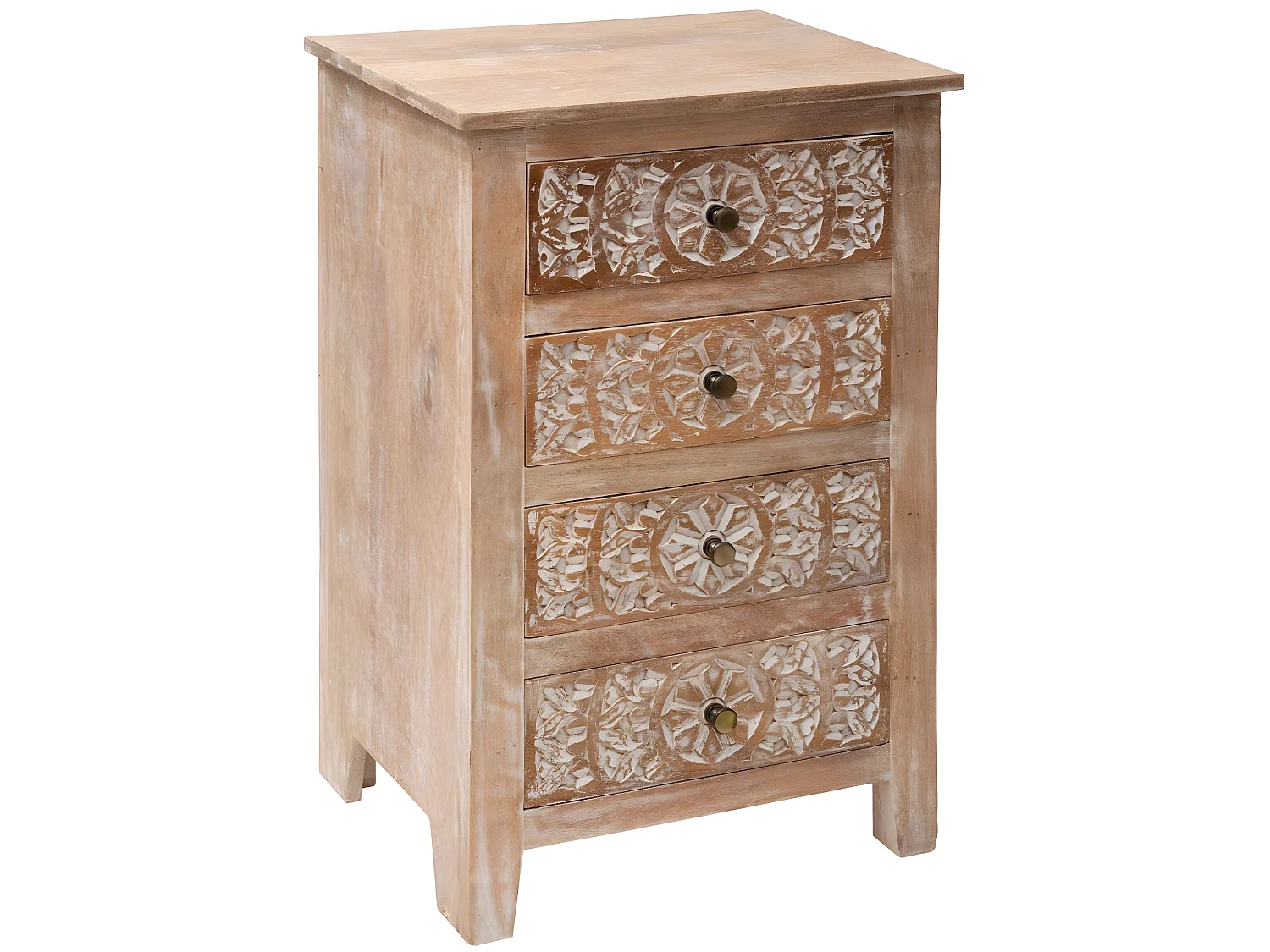 Chiffonnier 4 tiroirs bois de manguier coloris marron - Longueur 50 x Profondeur 40 x Hauteur 80,5 cm