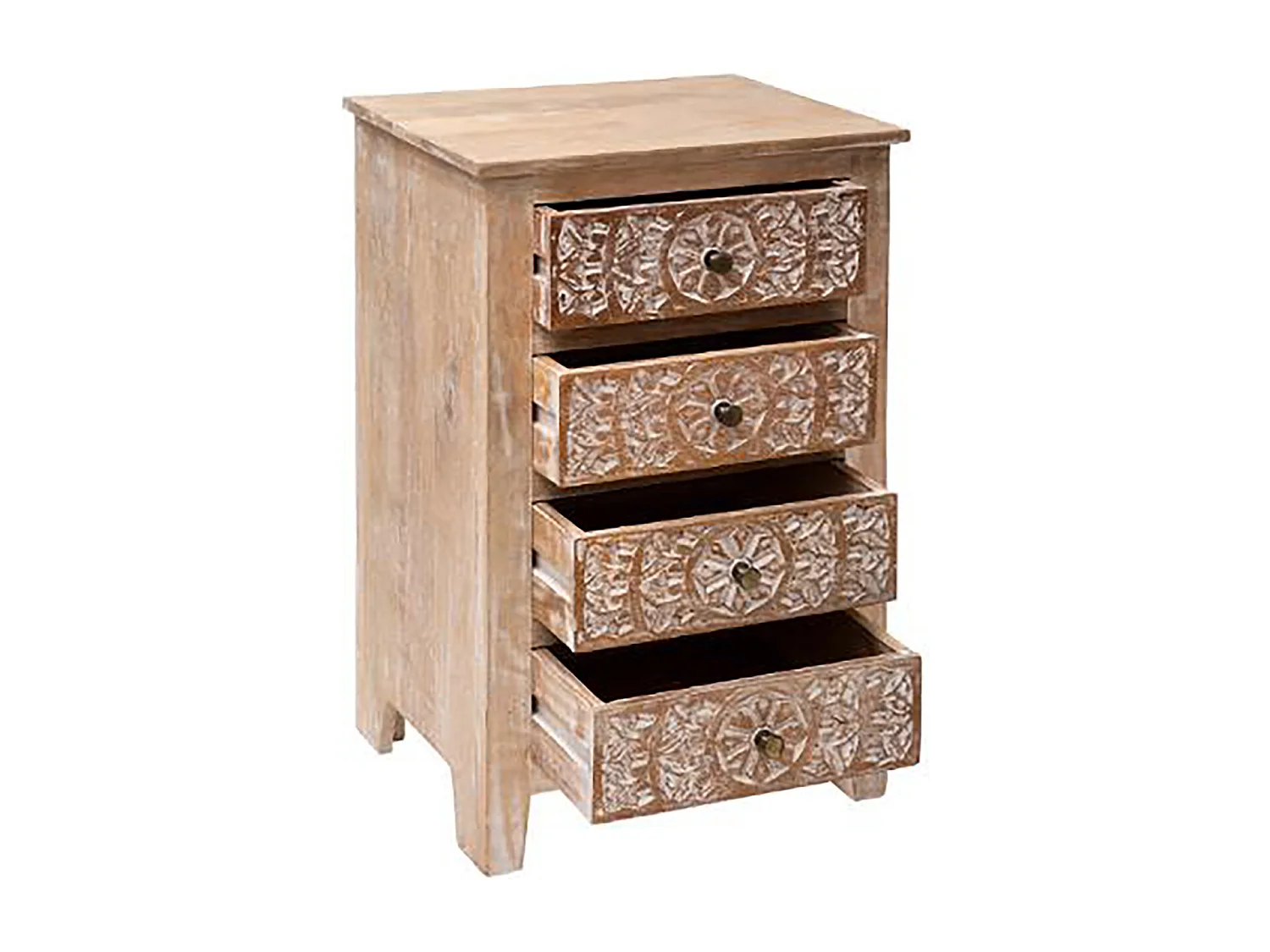 Chiffonnier 4 tiroirs bois de manguier coloris marron - Longueur 50 x Profondeur 40 x Hauteur 80,5 cm