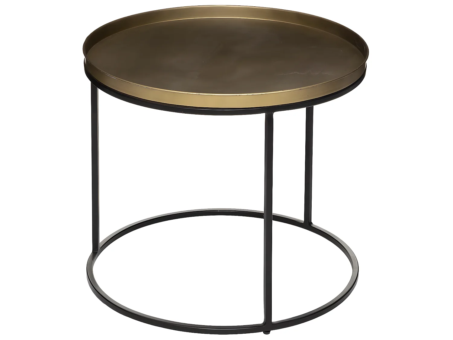 Lot de 2 tables gigogne en métal coloris noir et doré