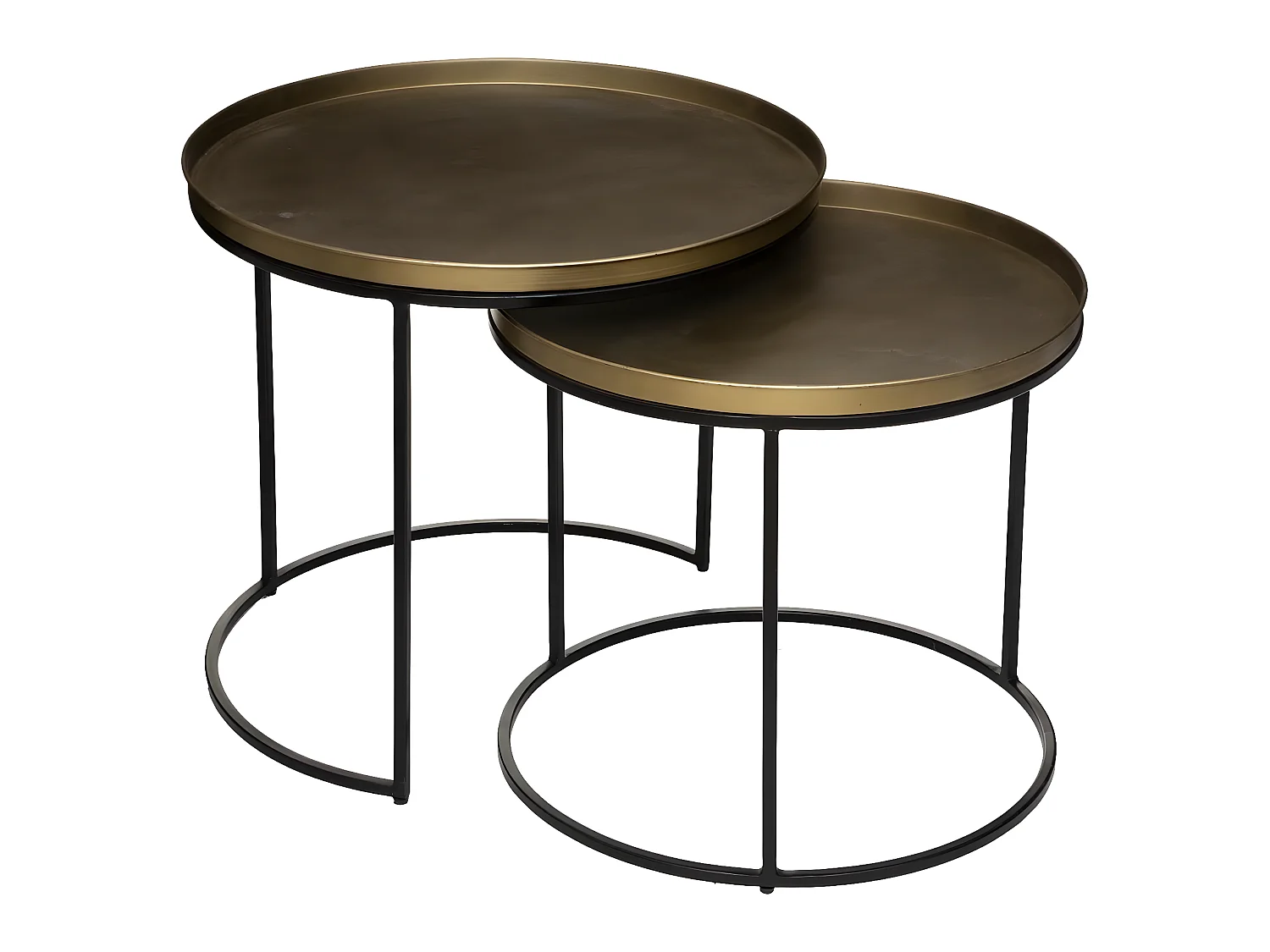 Lot de 2 tables gigogne en métal coloris noir et doré