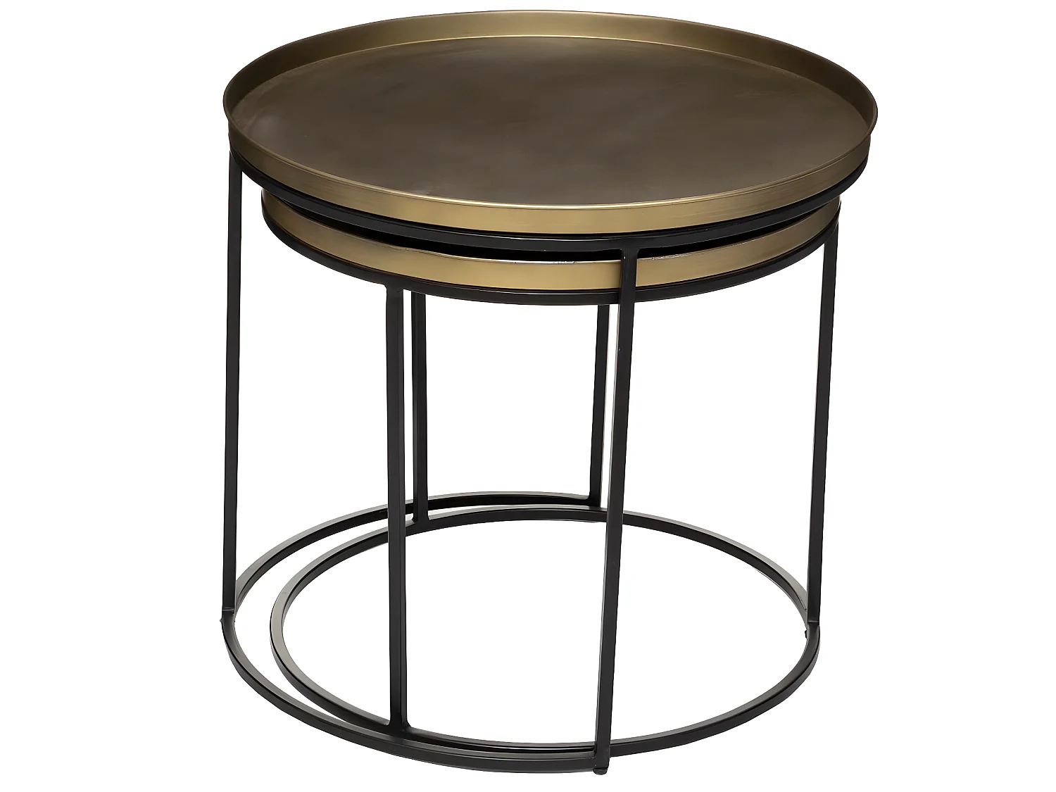 Lot de 2 tables gigogne en métal coloris noir et doré