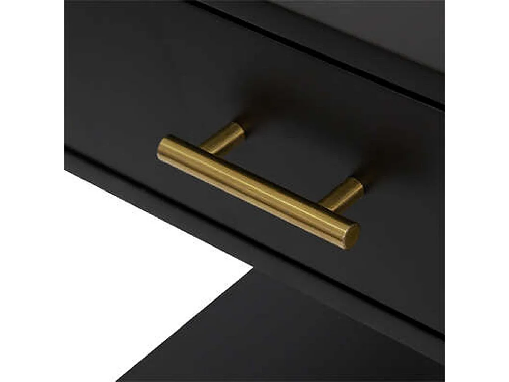 Bureau avec 2 tiroirs en bois / fer coloris noir - Longueur 110 x Profondeur 55 x Hauteur 78 cm