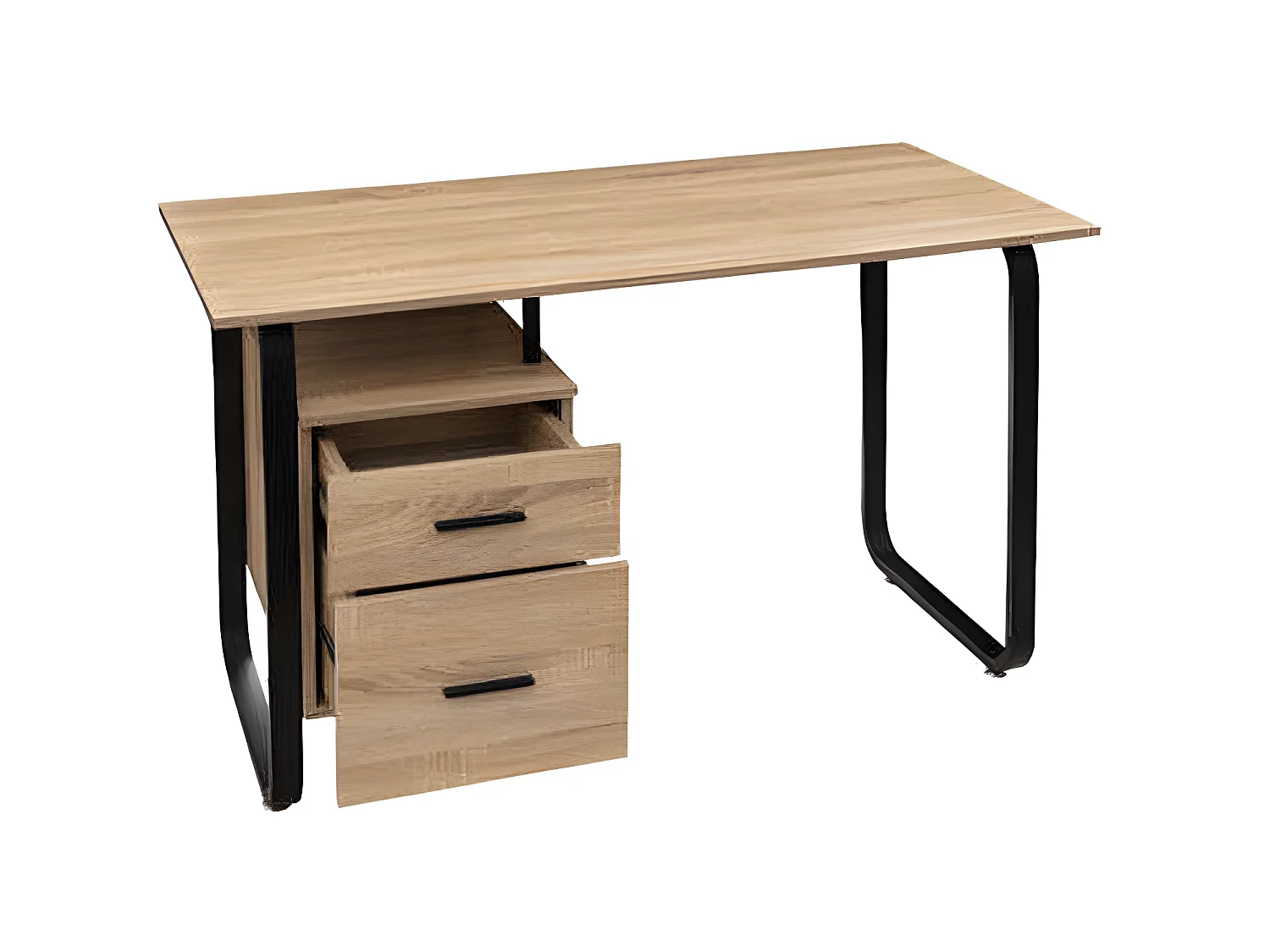 Bureau en bois et métal coloris naturel - Longueur 120 x Profondeur 60 x Hauteur 75 cm