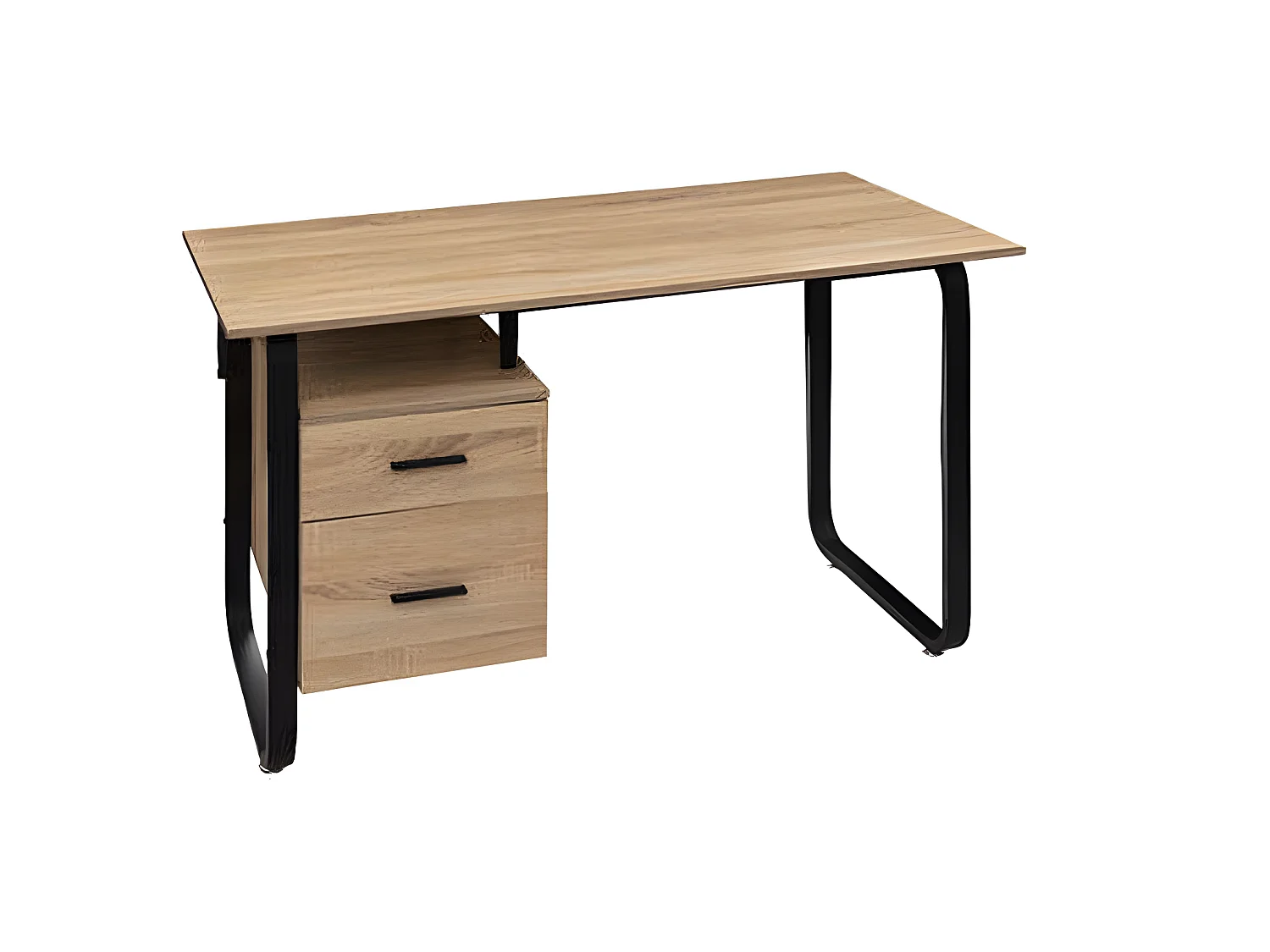 Bureau en bois et métal coloris naturel - Longueur 120 x Profondeur 60 x Hauteur 75 cm