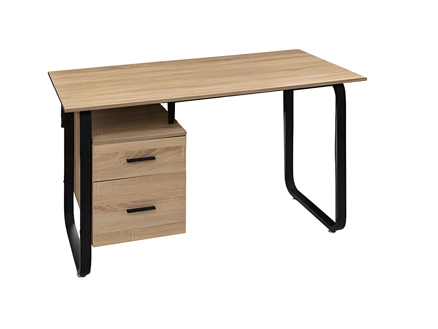 Bureau en bois et métal coloris naturel - Longueur 120 x Profondeur 60 x Hauteur 75 cm