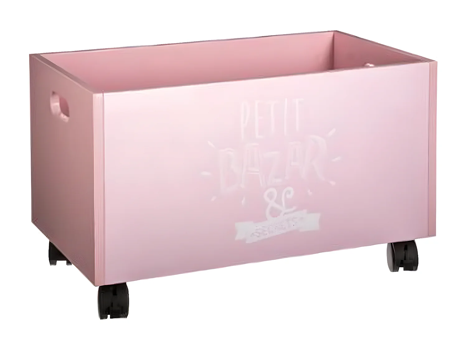 Coffre de rangement à roulettes rose en Mdf - Dim : L48x l30 x H28 cm