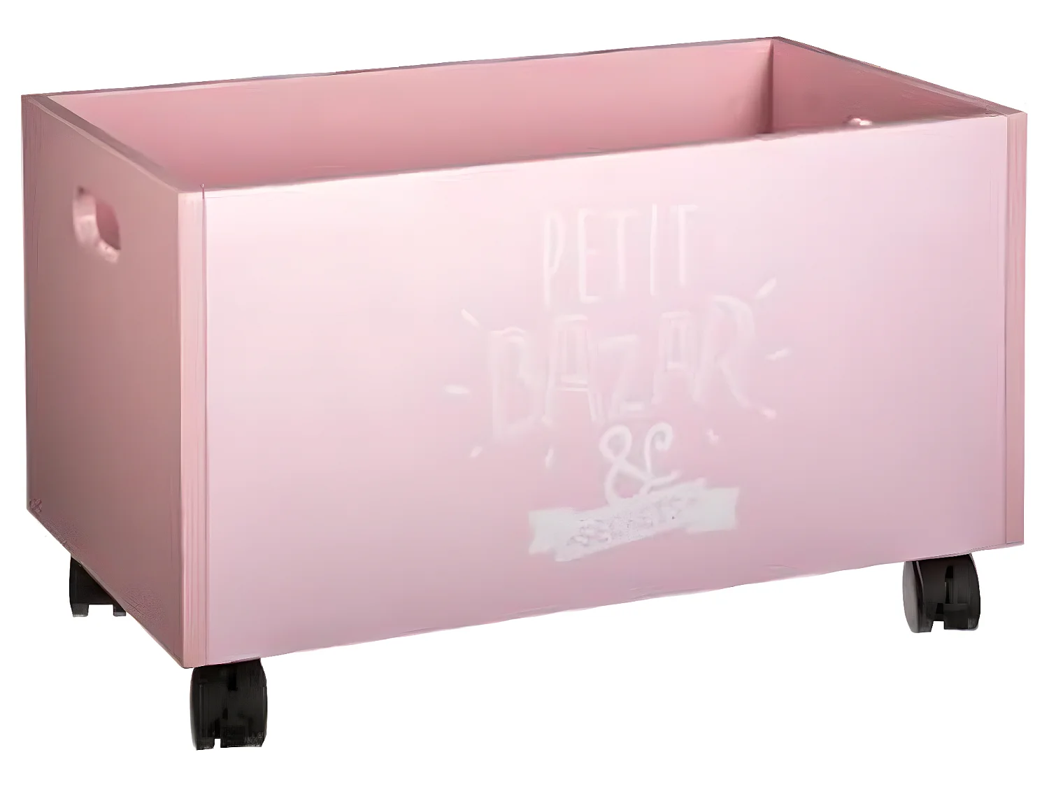 Coffre de rangement à roulettes rose en Mdf - Dim : L48x l30 x H28 cm