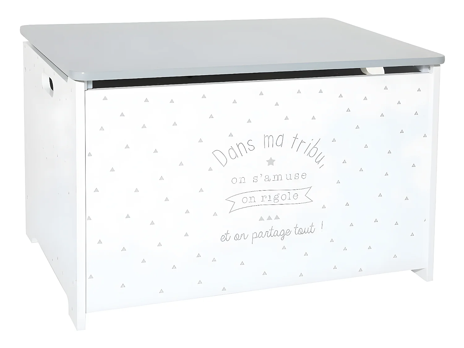 Coffre à jouets gris en bois - L. 58 x l. 38 x H. 38 cm