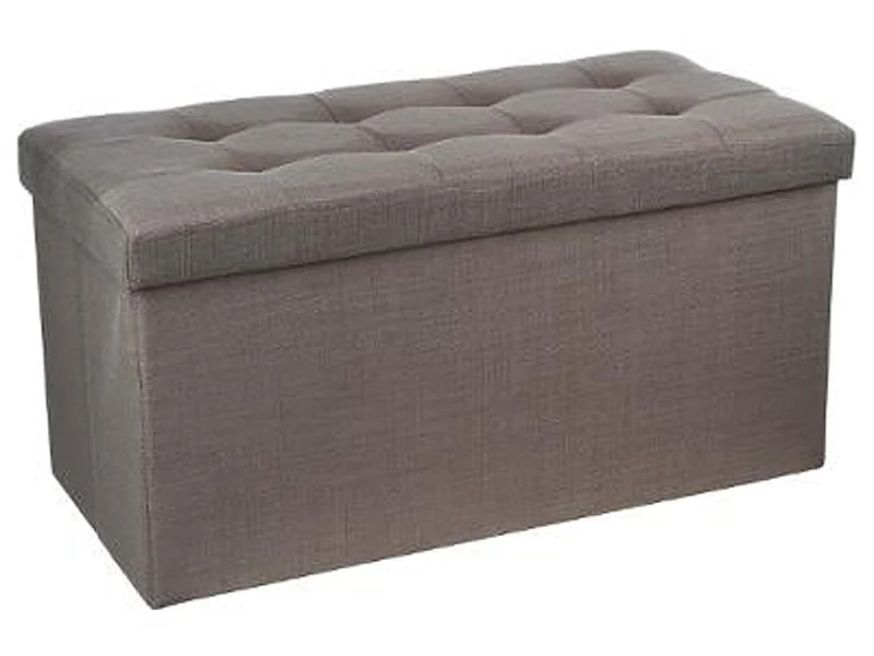 Coffre/pouf pliable en MDF et polyuréthane coloris gris - Dim : L76 x l38 x H38 cm