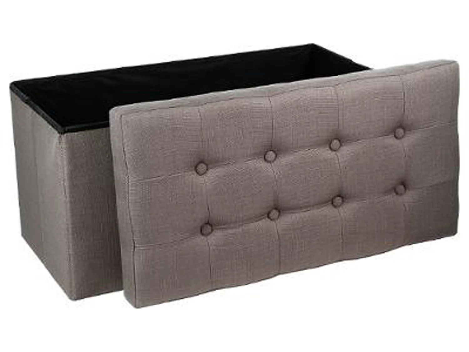 Coffre/pouf pliable en MDF et polyuréthane coloris gris - Dim : L76 x l38 x H38 cm