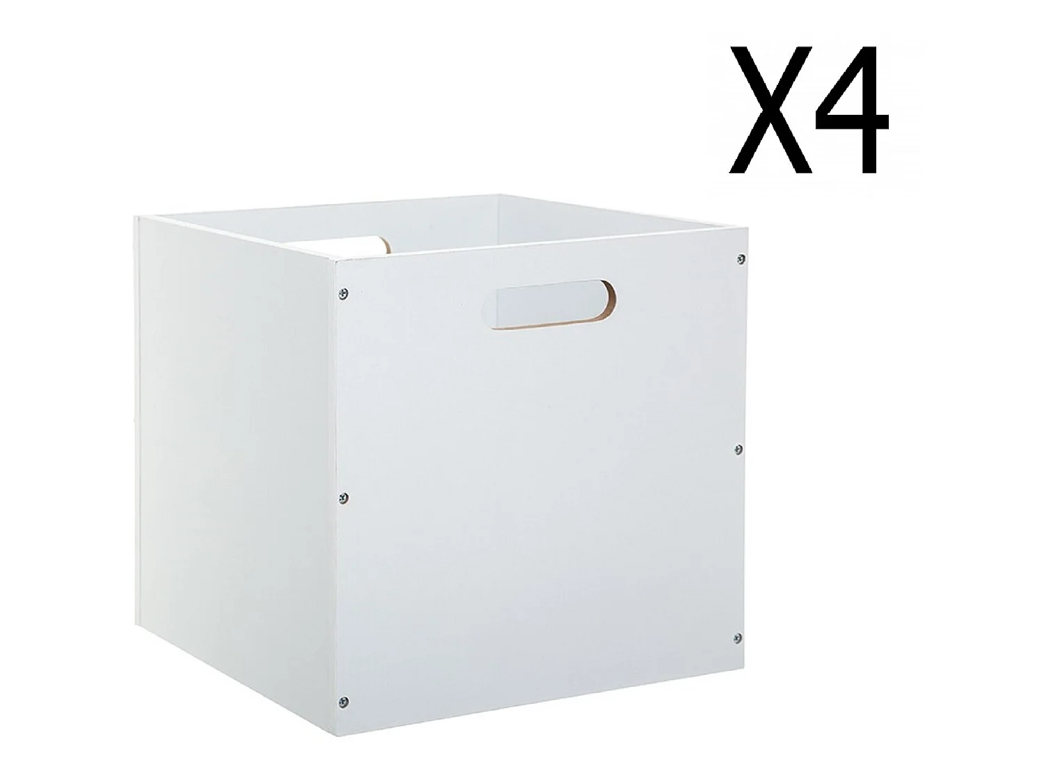 Lot de 4 Boites de rangement en bois Blanc - L. 30.5 x P. 30.5 x H. 30.5 cm