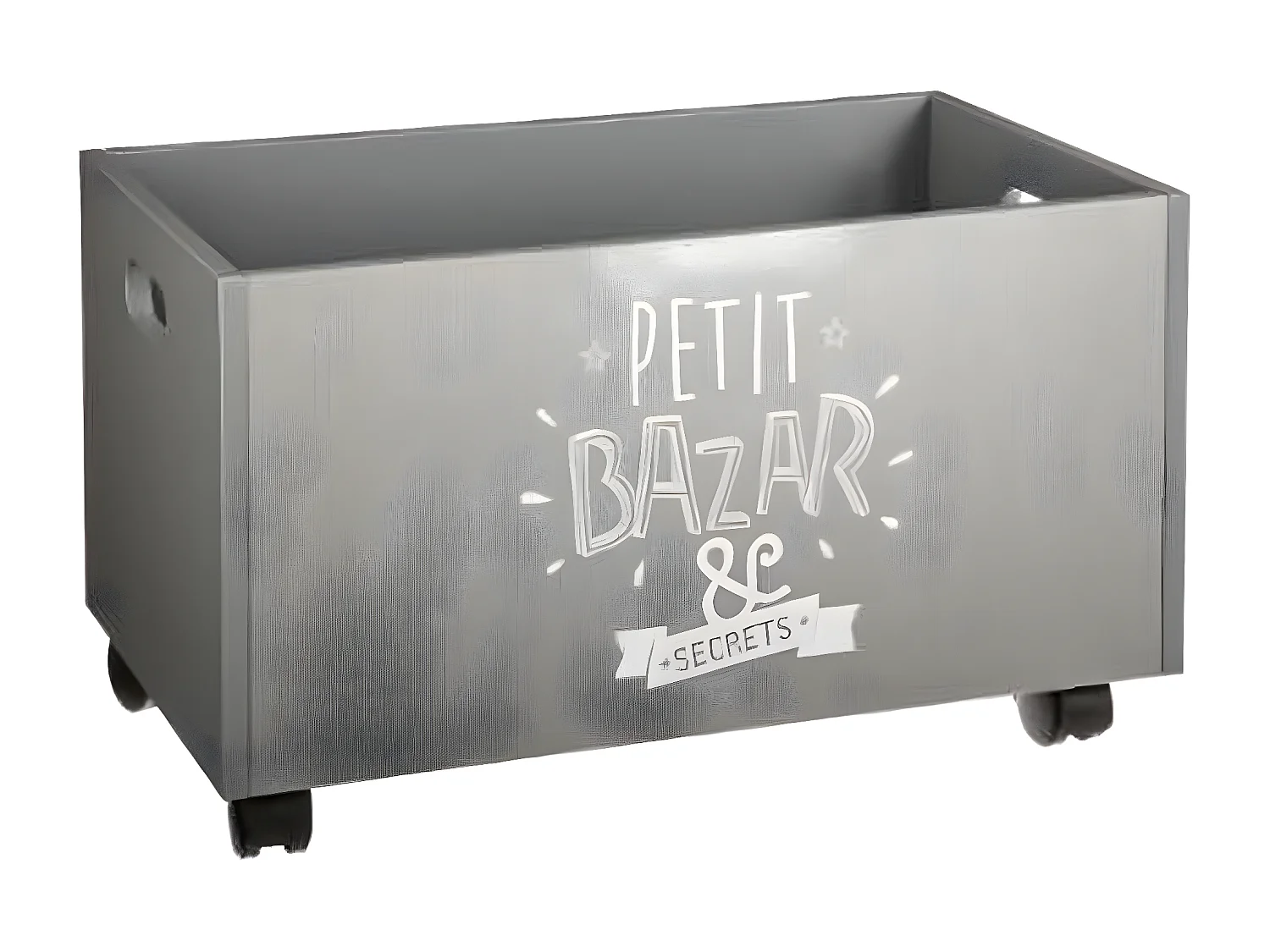 Coffre de rangement à roulettes Gris en Mdf - Dim : L48x l30 x H28 cm