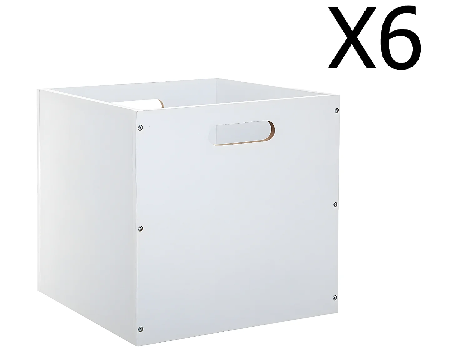 Lot de 6 Boites de rangement en bois Blanc - L. 30.5 x P. 30.5 x H. 30.5 cm