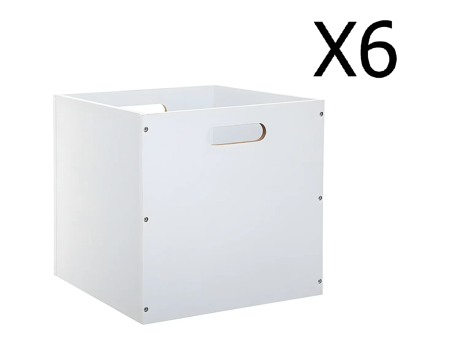 Lot de 6 Boites de rangement en bois Blanc - L. 30.5 x P. 30.5 x H. 30.5 cm